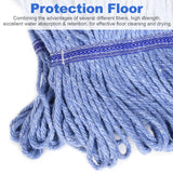 HiBaby 4 Pack Commercial Mop Head Replacement, Heavy Duty Mop Head Commercial Replacement for General and Floor Cleaning, Wet Industrial Blue Cotton Looped End String Head Refill (Blue)