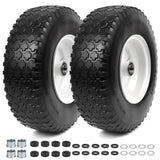 AR-PRO (2 Pack) 4.10/3.50-6 Flat Free Tire and Wheel, Solid Tire with Steel Rim, 3" -6.25 Centered Hub, 3/4" Bearing with 5/8" Adapter, for Wheelbarrow, Hand Truck & Utility Equipment