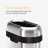 simplehuman 50 Liter / 13.2 Gallon Slim Open Top Trash Can, Commercial Grade Heavy Gauge Brushed Stainless Steel