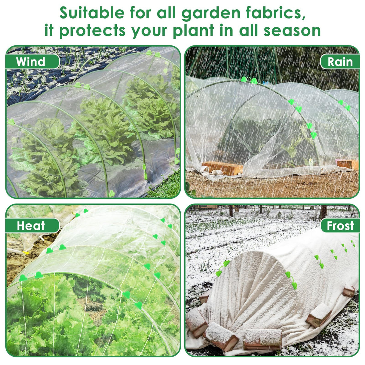 60 Pcs Garden Hoops for Raised Beds, 12 Sets Greenhouse Hoops Grow Tunnel Rust-Free Fiberglass Hoop House Kit, Plant Support Garden Stakes Hoops Frame for Netting Shade Cloth Row Cover Garden Supplies