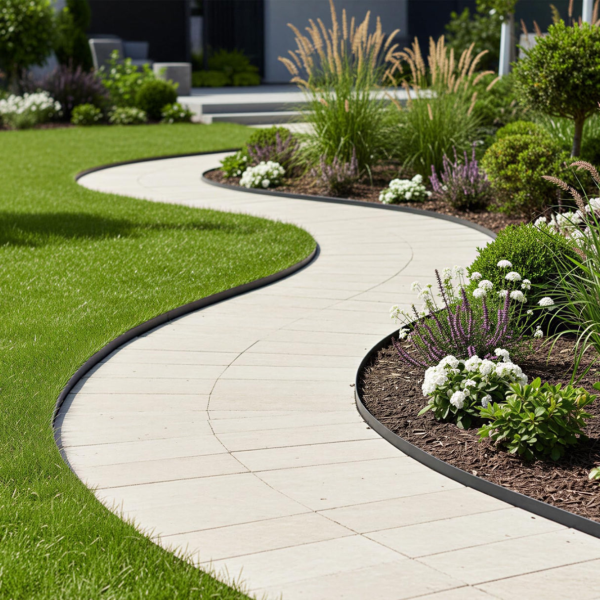 Garden Edging, 50FT x 2" Flexible Plastic Landscape Border with 48 Stakes