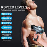 LEERCON Mini Massage Gun, Compact Deep Tissue Massager, 6 Speeds, 4 Heads, Fashion Lighting, Ideal Gift for Men & Women (Blue)