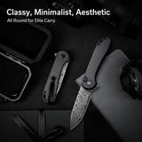 CIVIVI Elementum II Pocket Folding Knife, 2.96" Damascus Blade Utility Knife with Deep Carry Pocket Clip for EDC C18062PB-DS1