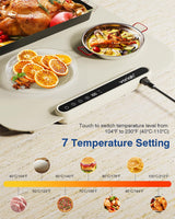 Voriah Warming Mat for Food,27.5x15.7" Large Electric Buffet Warming Tray, 7 Temp Levels, 99H Continuous Heat, ℉/℃ Switch, Patented Fast-Heat Design for Parties, Family Meals, Daily Use Apricot