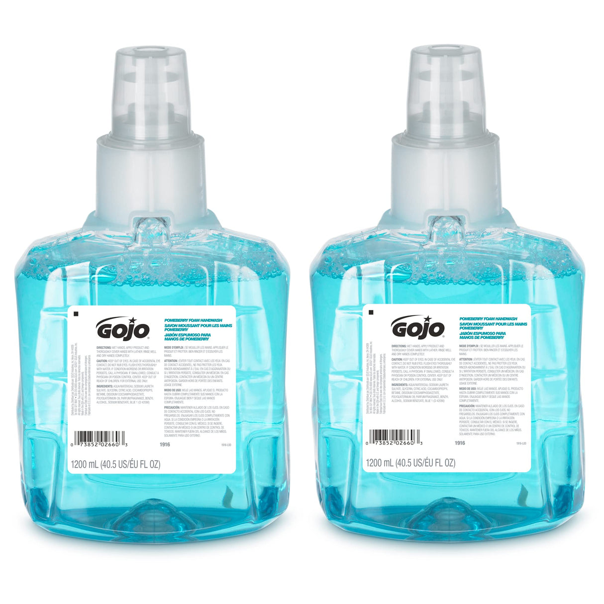 GOJO Pomeberry Foam Handwash, Pomegranate Scent, 1200 mL Hand Soap Refill LTX-12 Dispenser (Pack of 2) - 1916-02
