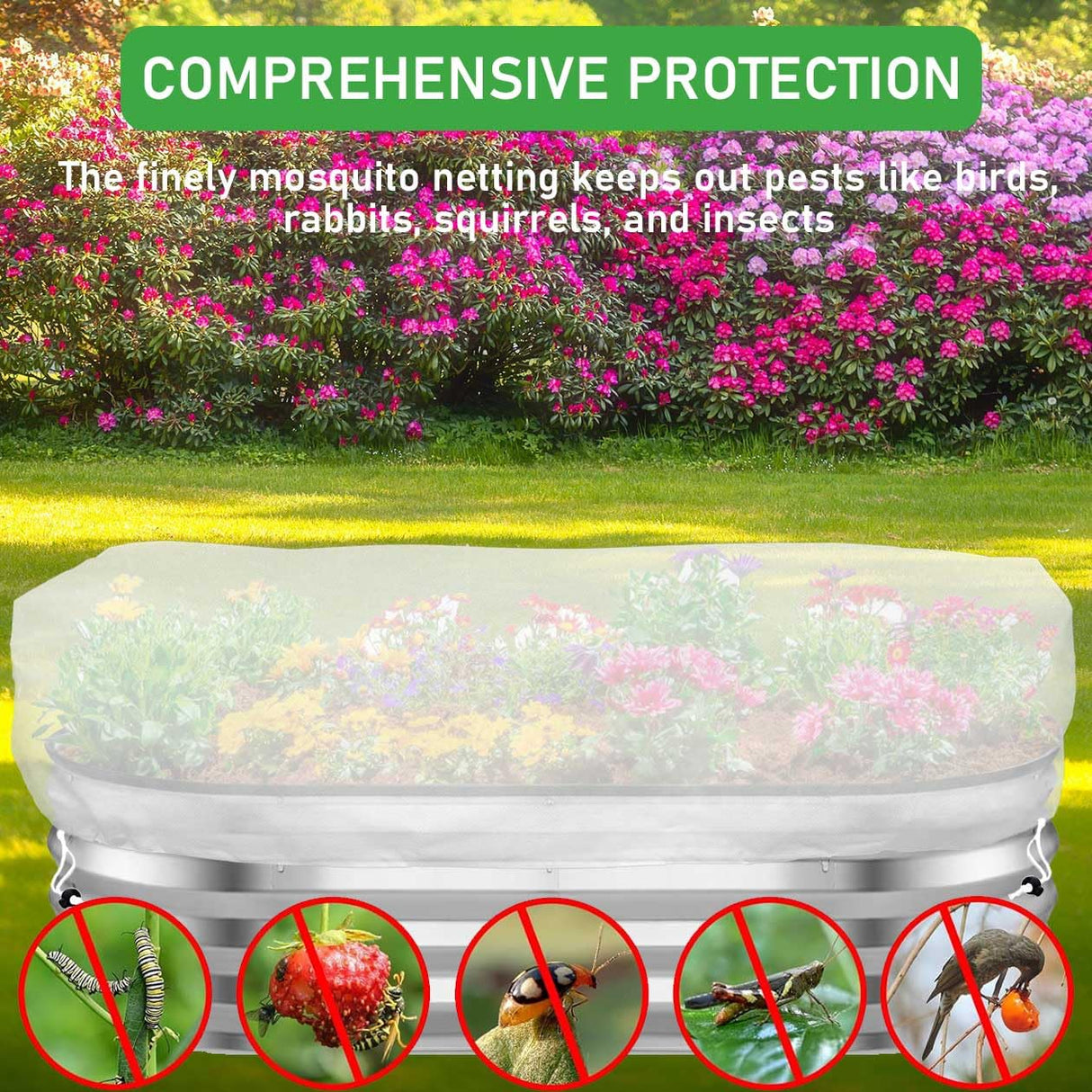 2 Pcs Garden Netting Pest Barrier for Raised Garden Beds, Garden Insect Mesh Netting Raised Bed Cover Screen Protection for Protecting Vegetables Fruits Flowers (Netting, for Cover a 4x2x1ft)