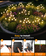 Cnuoky 6 Pack Solar Garden Lights 48 LED, Solar Lights Outdoor Waterproof IP65, Decorative Garden Lights Solar Powered for Yard Patio Pathway Decor, Outside Fairy Firefly Lights Garden Gifts