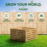 Greenes Fence Premium Cedar Wood Composter, 36" L x 36" W x 31" H (3/4" Thick) / 173.92 gallons - Made in USA with North American Cedar