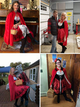 Simplecc Women Little Red Riding Hood Costume Christmas Halloween Party Dress with Cape Medium