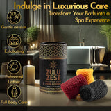 African Net Sponge – Exfoliating Long Nylon Bath Cloth, 3 Pack, Durable Body and Back Scrubber, Dead Skin Remover for Women and Men, Quick Dry, Luxury Skin Care (Black, Yellow, Burgundy)