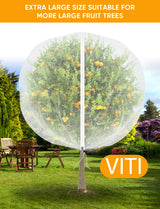 VITI Fruit Tree Netting for Cicadas - with 2Pcs 8Ftx5.3Ft Zipper&Drawstring Protection for Your Fruit Trees Garden Bird Netting Covers Blueberry Bush Tomato Bug Plant Protection Cherry Apple Tree