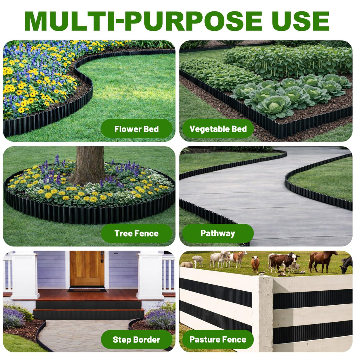 SJPULMO Corrugated Metal Edging, 6"x45Ft Rust-proof Landscape Edging Border
