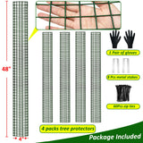 chicarry 48" Metal Tree Trunk Protector, 4 Pack Mesh Tree Guards Tree Protectors with Zip Ties, Stakes, ExpandableTree Trunk Protector Guard, Tree Protectors from Deer, Mower, Animals(48",4 Pack)