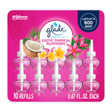Glade PlugIns Scented Oil 10 Refills, Air Freshener, Exotic Tropical Blossoms, 10 x 0.67 oz, Packaging May Vary
