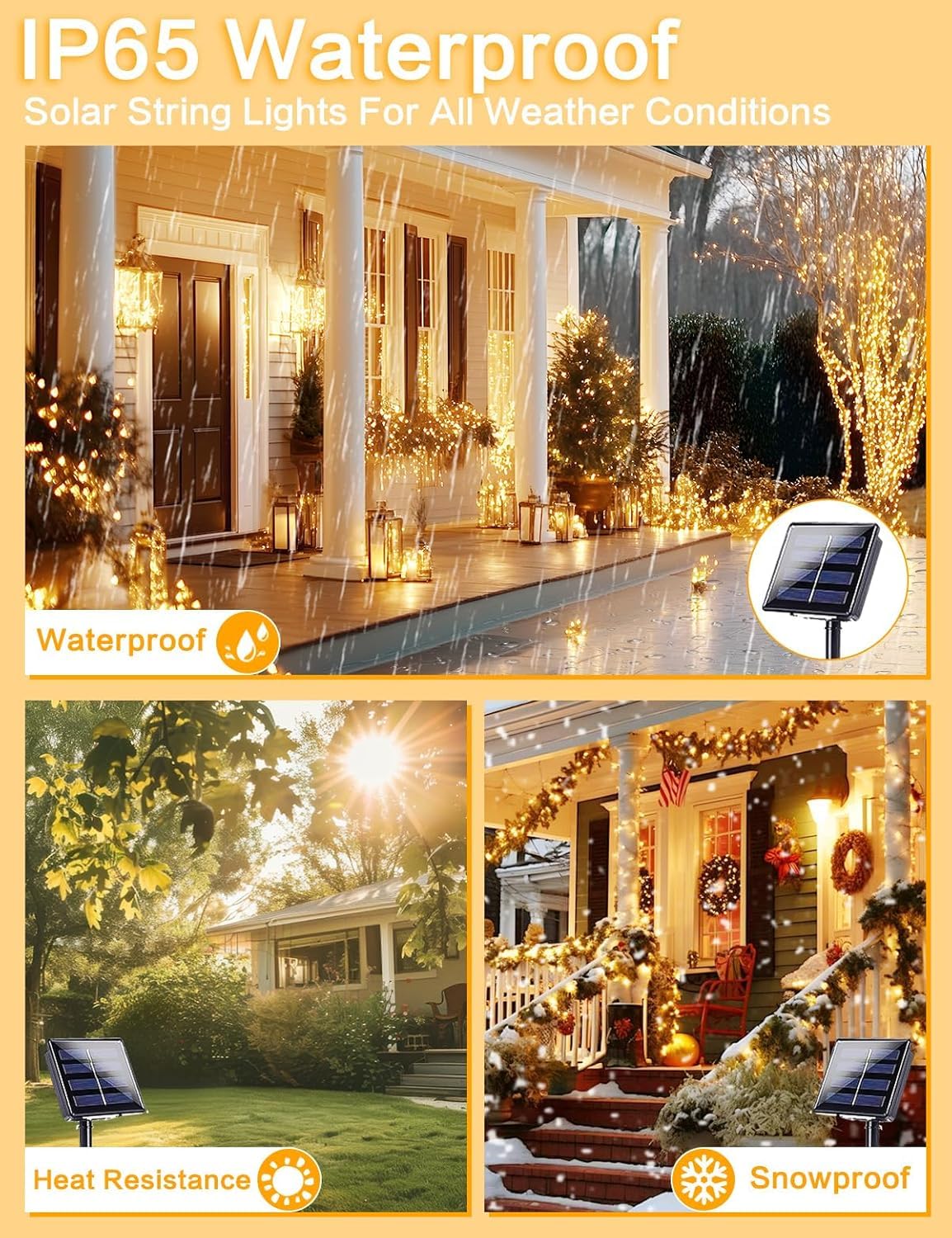 Solar String Lights Outdoor, 6 Pack Each 100 LED Solar Fairy Lights for Outside Waterproof Copper Wire with 8 Modes Solar Twinkle Lights for Garden Yard Tree Wedding Christmas Decor (Warm White)