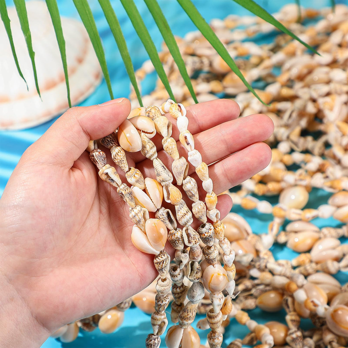 Ecation 12 Pieces Shell Leis Bulk, Natural Sea Shell Hawaiian Necklaces
