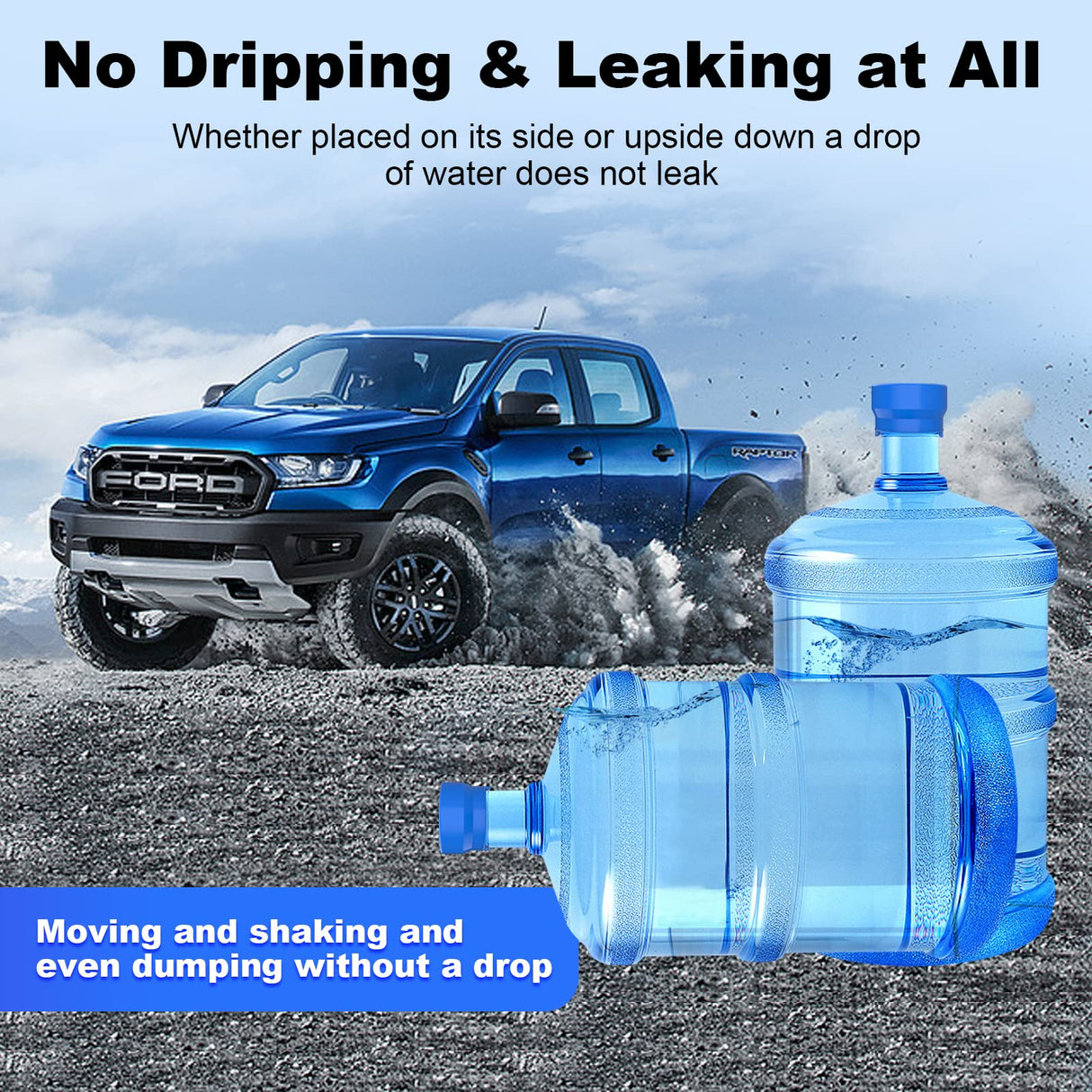 MYLOLF 3 & 5 Gallon Water Jug Cap, 6packReusable Food Grade Silicone Replacement Cap for 55mm Standard/Screw/Crown Tops Water Bottle and Water Dispensers, Non-Spill & Leak Free