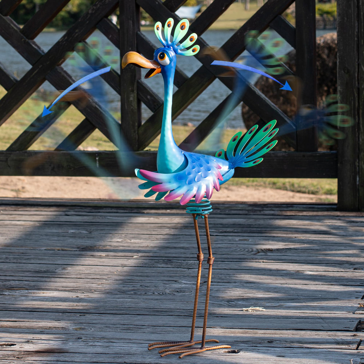 Natelf Metal Bobbing Peacock Garden Outdoor Statue 26in for Yard Patio
