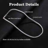 Gemsme 4.0mm Cubic Zirconia Tennis Necklaces for Women and Men |White18inch