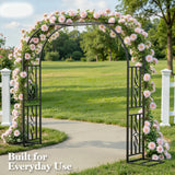 Metal Garden Arch, Heavy Duty Garden Trellis for Climbing Plants, with Enlarged Base for Stability, Ideal for Wedding Arches & Party Decorations, 87" W x 87" H