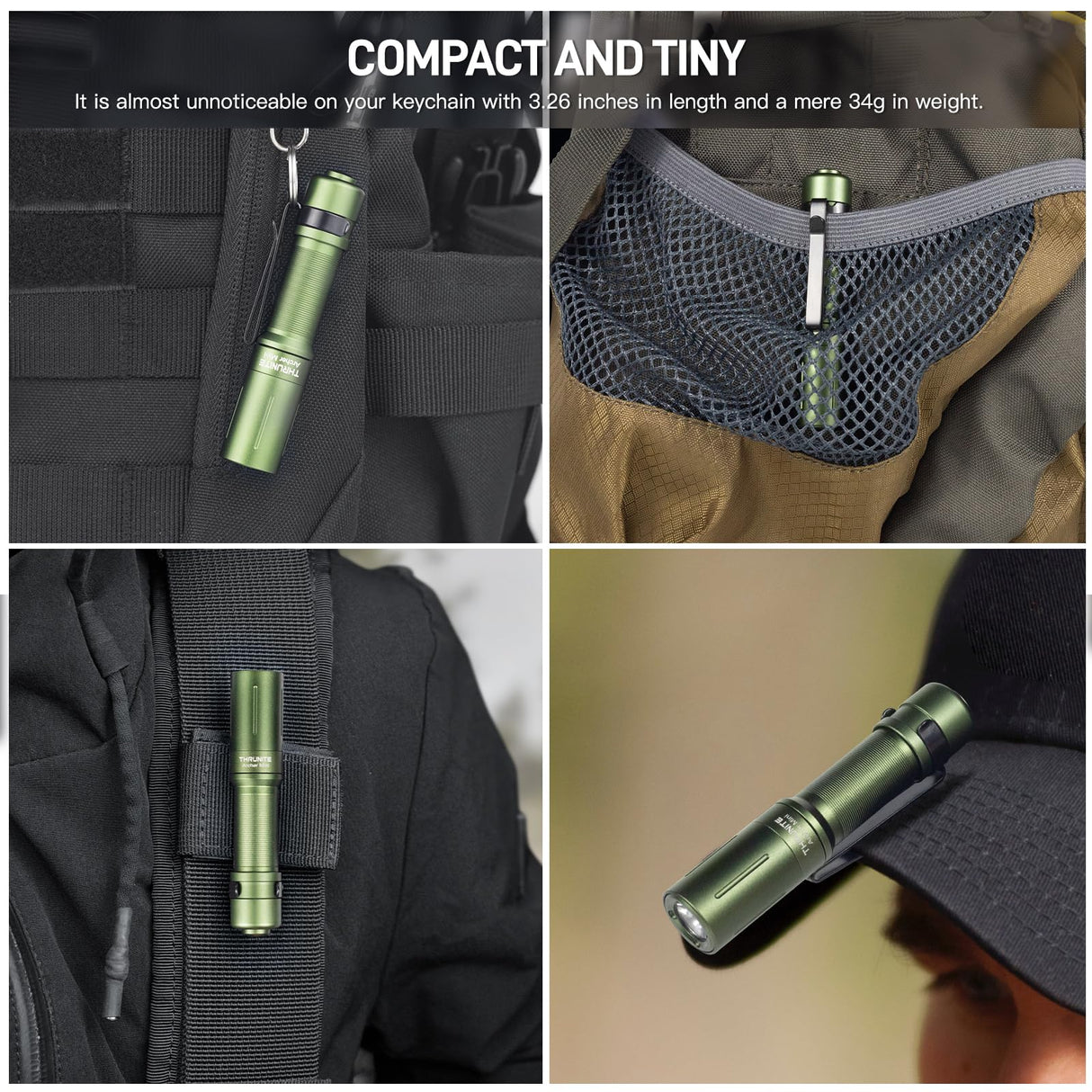 ThruNite Archer Mini EDC Flashlight, USB-C Rechargeable Pocket Flashlights 405 Lumens, IPX8 Waterproof Mini Penlight with Clip for Everyday Carry, Inspection and Emergency Use
