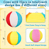 ‎Renbuzhu 15PCS Pool Party Decorations Beach Ball Paper Lanterns - Summer Luau Hawaiian Themed Hanging Decor for Home Birthday Outdoor Indoor