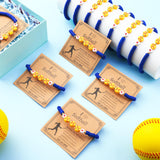Ecation 20 Set Softball Bracelets Team Gift Bulk Softball Senior Night Adjustable Bead Ball Charm Bracelet with Inspirational Card for Sport Team Sport Lovers Player Gifts Birthday Party(Blue)