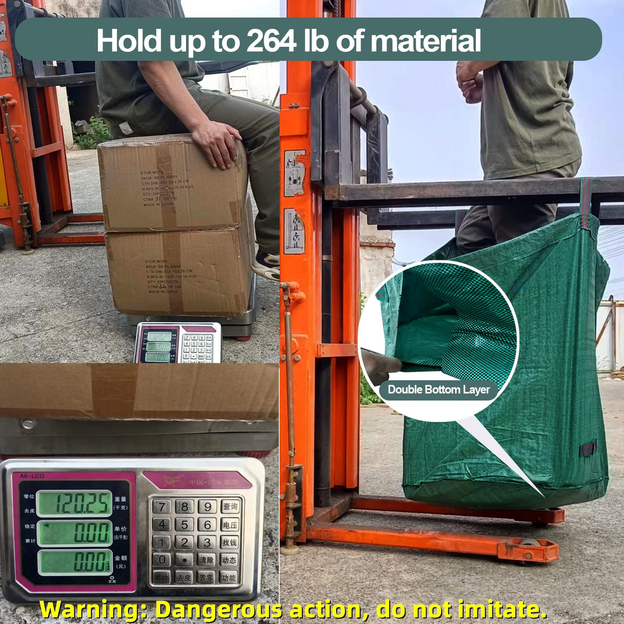 Pilntons 3 Pack 137 Gallons Reusable Yard Waste Bags with Double Bottom Extra Large Leaf Lawn Bags Reusable Heavy Duty With 4 Handles Garden waste Bags Containers for Debris Grass Clipping