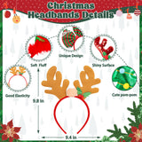 24 Pcs Christmas Headbands, 12 Styles Christmas Headwears with Assorted Design Santa Christmas Tree Snowman Stars Reindeer Antler, Xmas Party Decor for Women Men Christmas Party Favors