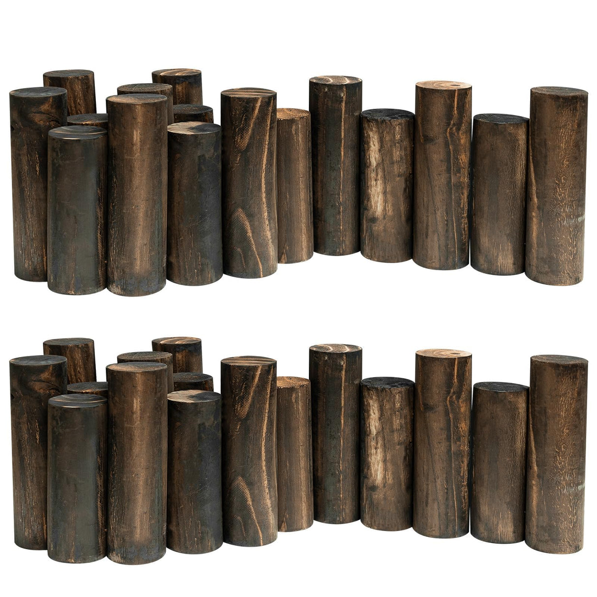 Wood Garden Edging, Natural Wooden Solid Log Fence Border Decorative for Flower Bed Barriers and Landscape Fencing, 6.9 in H x 3.0 ft L, 1.9 in Diameter (2PACK)