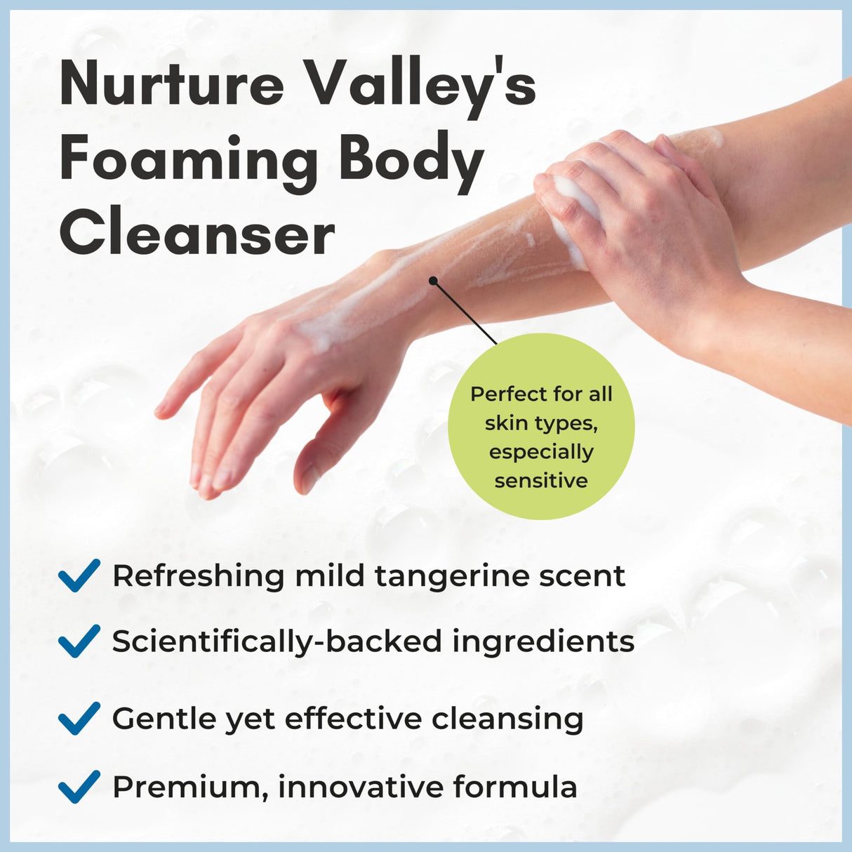 Nurture Rinse Free Waterless Foaming Cleanser | Women, Camping, Elderly & Hospital Care | Waterless Shower & Bath Wash w/Aloe for Sensitive Dry Skin