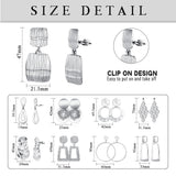 Subiceto 9 Pairs Silver Plated Clip on Earrings for Women Statement Clip On Earrings Large Geometric Square Rectangle Round Clip Dangle Earrings Non Pierced Earrings Set