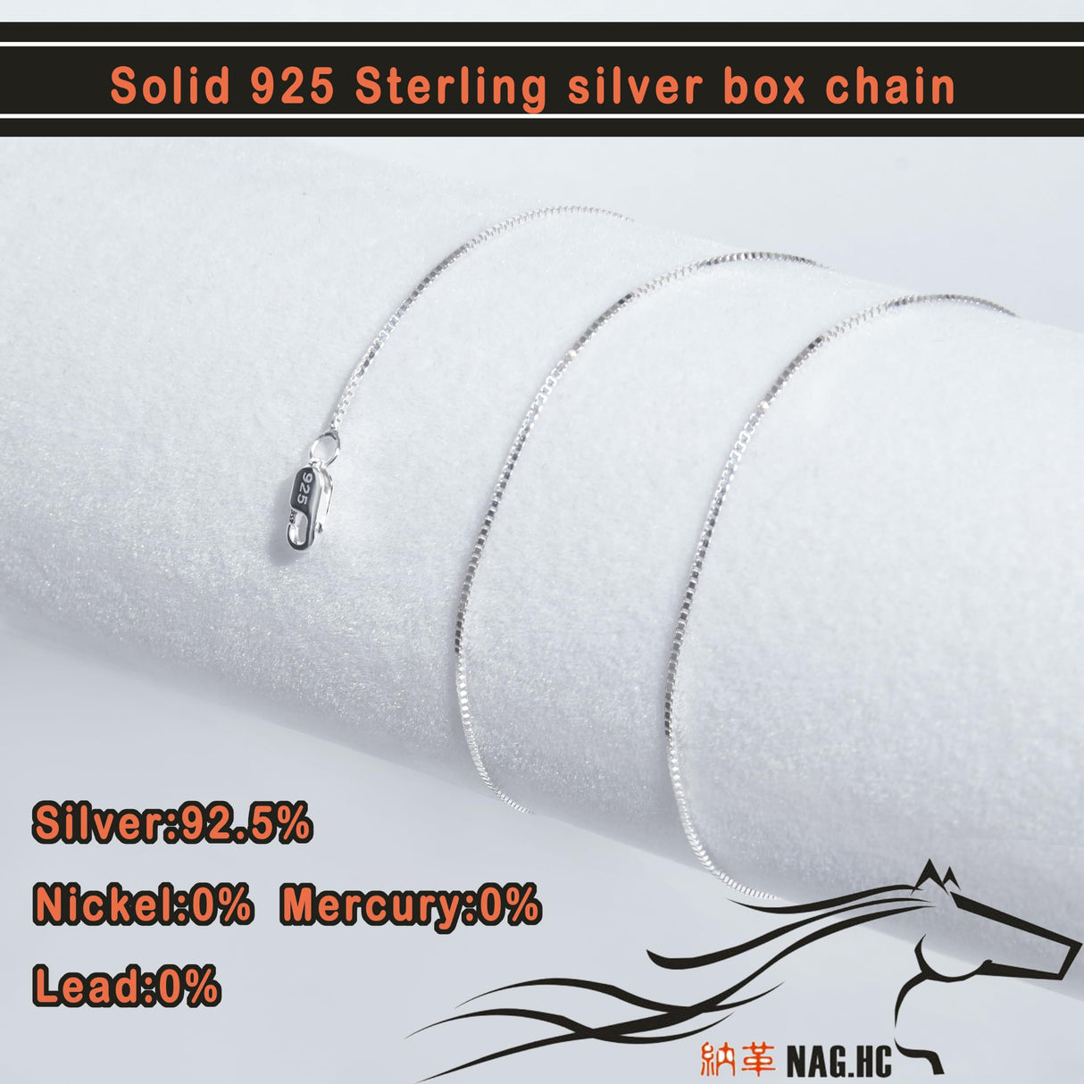 NAG.HC 925 Sterling Silver Necklace 0.8MM Delicate Box Chain - Italian Necklace Chain - Tiny&Thin&Strong -Friendly Price & Quality(24",silver)