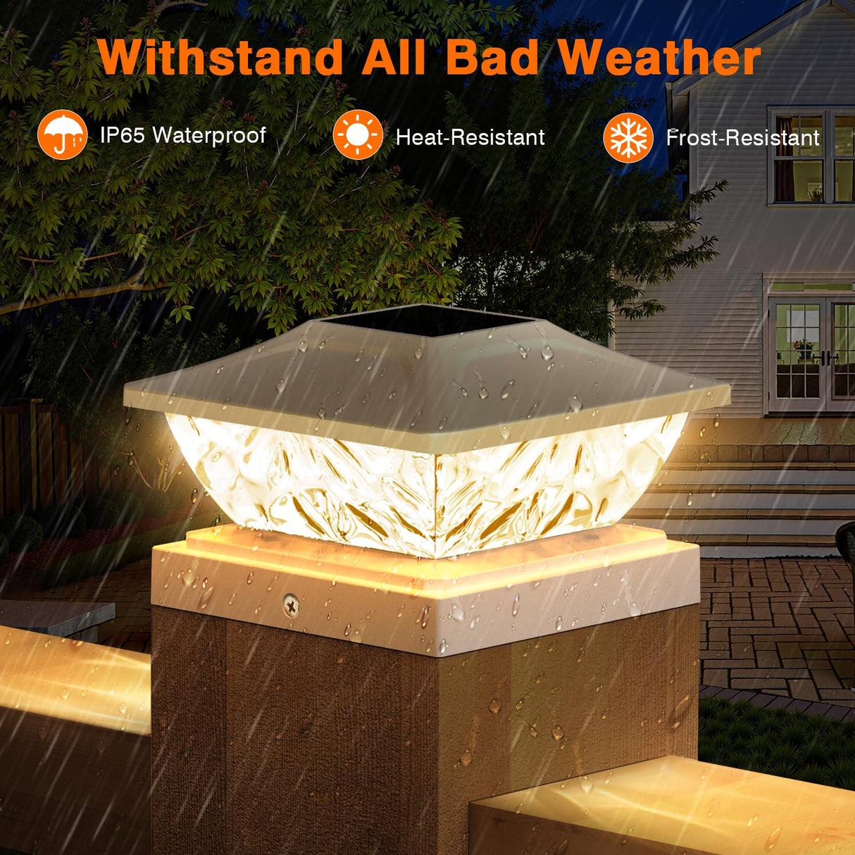 ENSLI 8 Pack Solar Post Cap Lights, 2 Mode Bright Solar Post Lights Outdoor Waterproof Fence Post Cap Lights, Outdoor Post Lights Solar Powered Deck Light for 4x4 4.5x4.5 5x5 Posts in Garden Decor