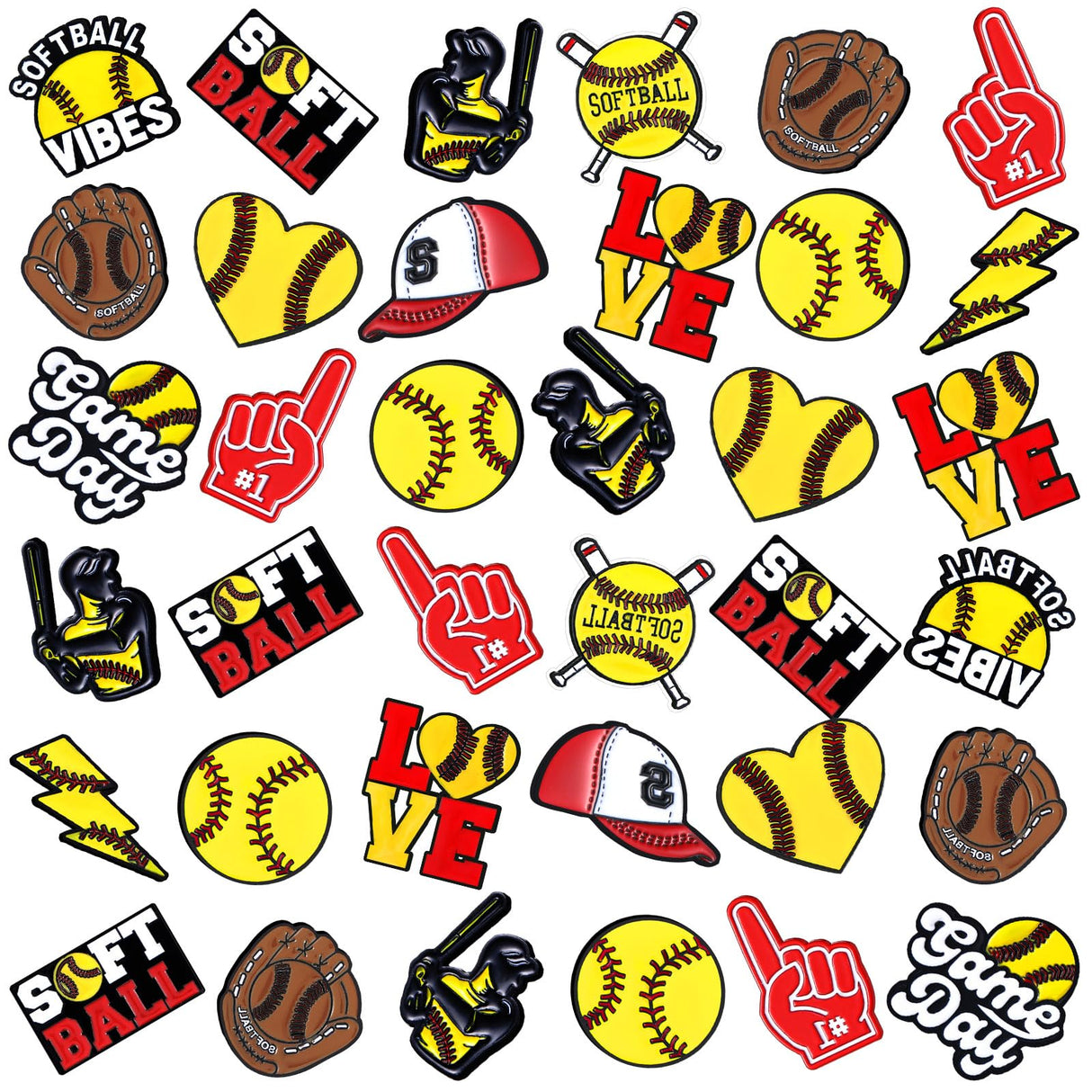 Knitgrip 60 Sport Trading Enamel Pins Bulk, Lapel Pin, 12 Style, Softball