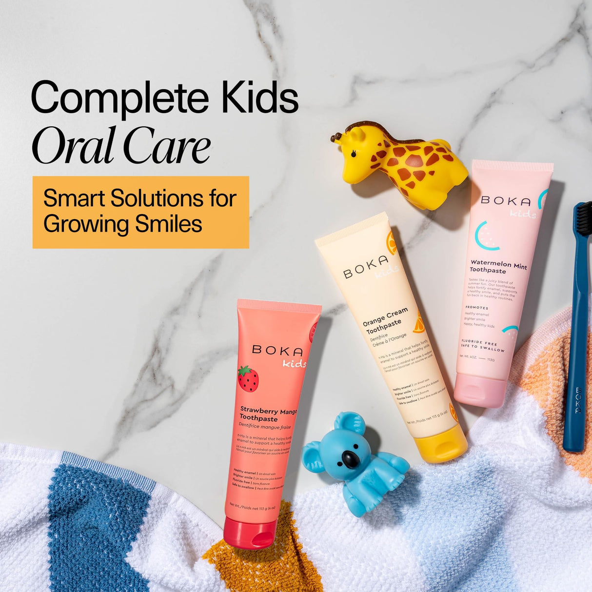 Boka Fluoride Free Toothpaste Nano Hydroxyapatite Toothpaste - Orange Cream Flavor, 4 oz 3Pk US Manufactured