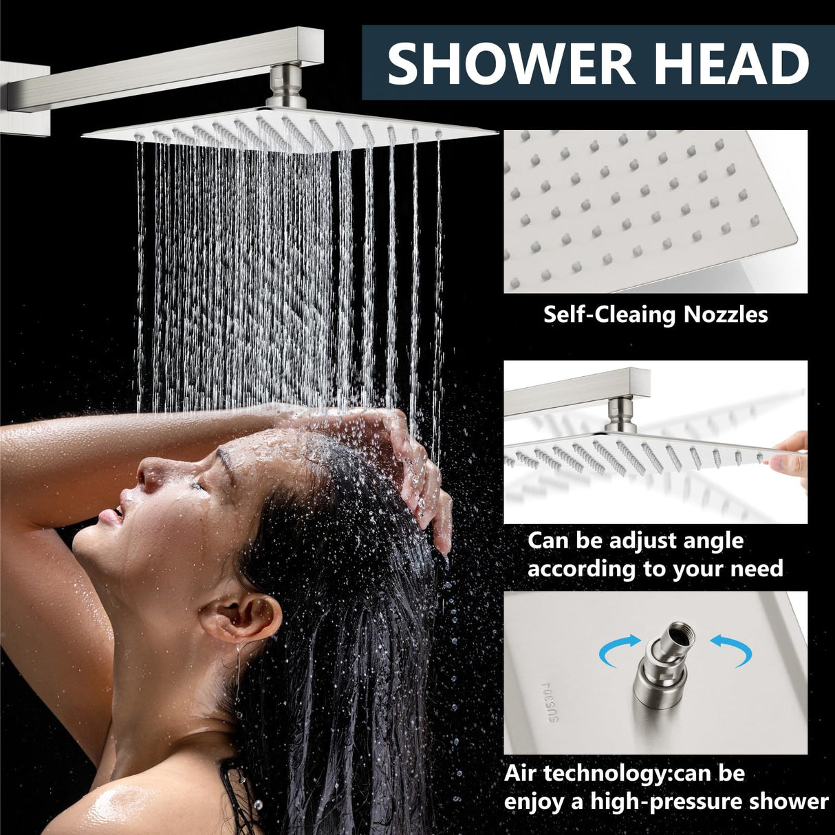 Aolemi Shower Faucet Set Rain Shower System with Handheld Spray Bathroom Shower Combo Rough-in Valve and Shower Trim Kit Included Brushed Nickel 8 Inch Wall Mount Shower Head