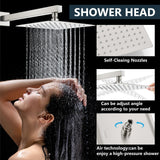 Aolemi Shower Faucet Set Rain Shower System with Handheld Spray Bathroom Shower Combo Rough-in Valve and Shower Trim Kit Included Brushed Nickel 8 Inch Wall Mount Shower Head