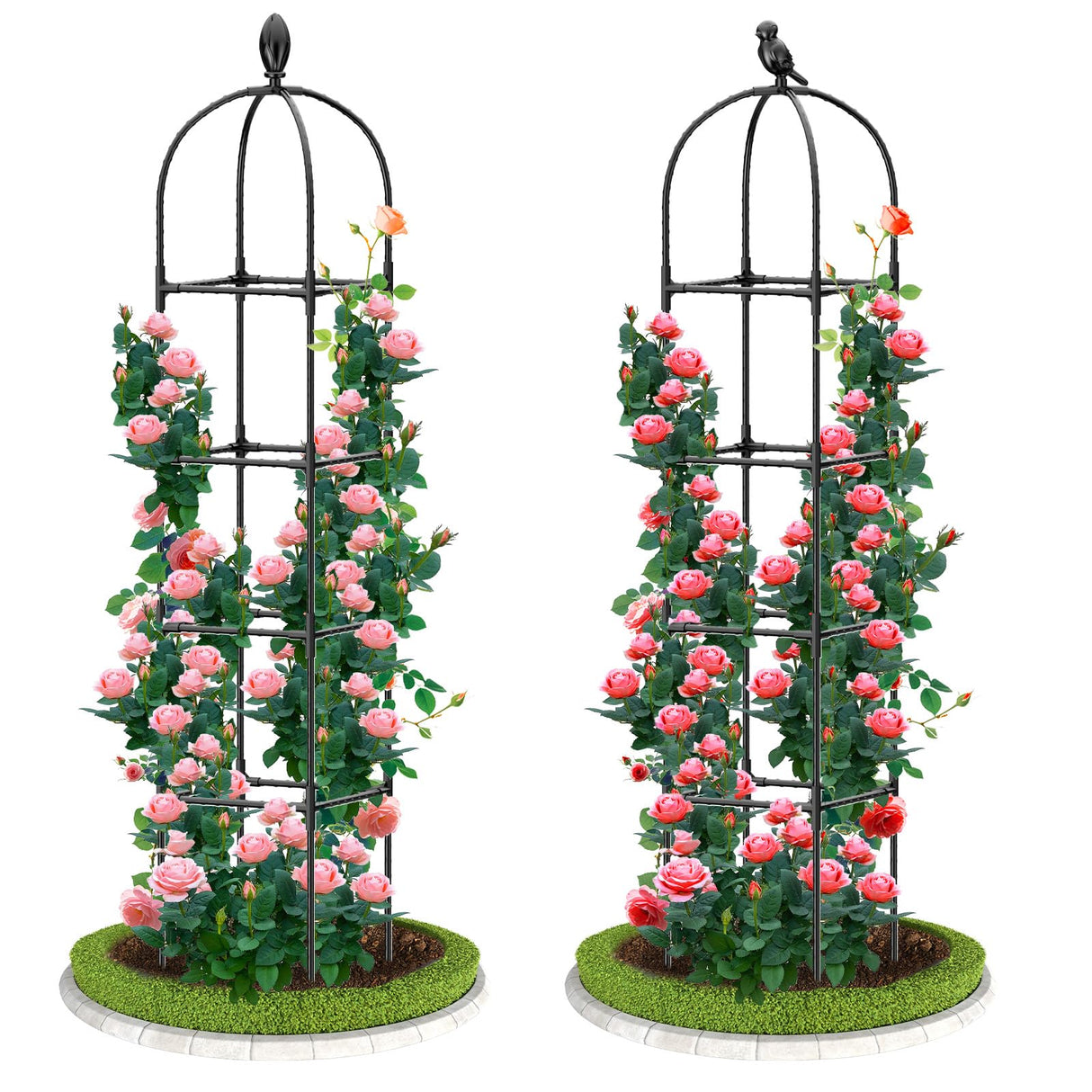 2 Pack Garden Obelisk Trellis, 70" Tall Plant Support for Climbing Vine, Metal Covered Plastic Coating Rustproof Heavy Duty Rose Trellis Indoor Outdoor(Black, 70 * 11.8 * 11.8IN（H*W*L）)