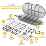 Go Hang It! Pro, All-in-One Picture Hanging Kit - Picture Leveling and Hanging Tool - Hang Sawtooth/Wire Hangers - Wall Hanging Kit and Level Tool - Hardware Case with 85-Piece Hanging Essentials