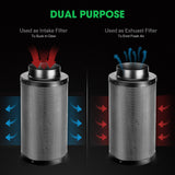 VIVOSUN 6 Inch Air Carbon Filter Smelliness Control with Australia Virgin Charcoal for Inline Fan, Grow Tent Smelliniss Scrubber, Pre-Filter Included, Reversible Flange 6"x 16", Black