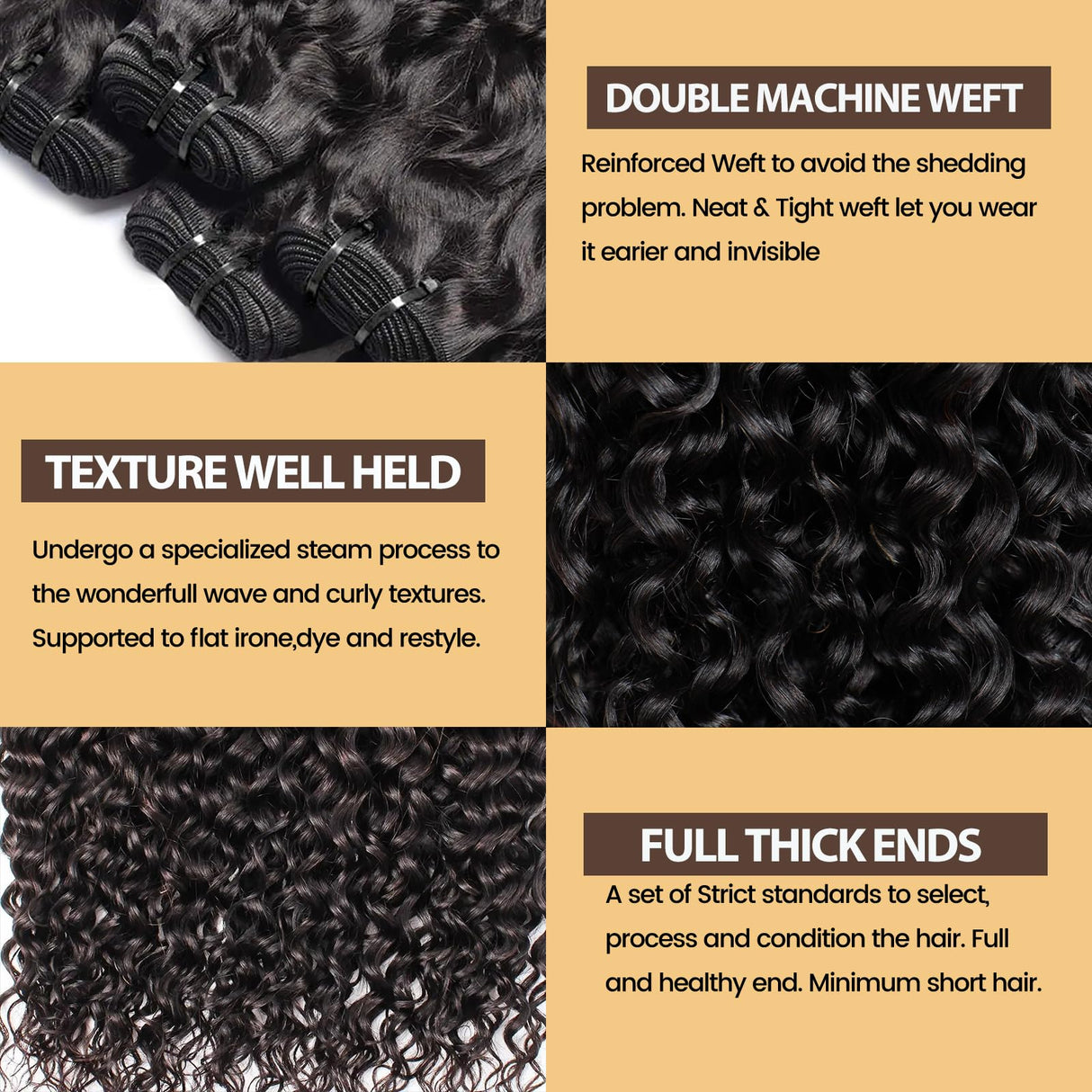 Human Hair Bundles 12A Water Wave Human Hair Bundle 26 24 22 20 inch Wet and Wavy Double Weft Burmese Curly 4 Bundles Hair Extensions Natural Deep Wave Bundle for Women
