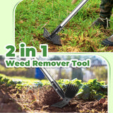 2 in 1 Weed Puller Tool with 60" Long Handle for Yard, Lawn, Patio, Garden