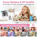 Kids Camera Instant Print, Dual-Lens 48MP Digital Camera for Christmas Birthday Gifts, 1080P Selfie Instant Cameras for Kids with 32GB Card, Instant Print Digital Camera for Girls Boys-Pink