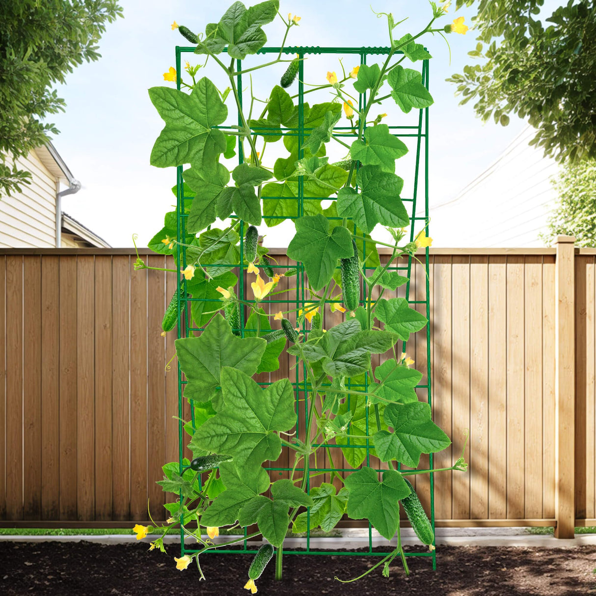 3 Packs Foldable Cucumber Trellis, 23.6" W x 54" H A-Frame Cucumber Cages for Garden, Plant Support for Raised Bed, Climbing Vegetables, Squash, Peas, Flowers