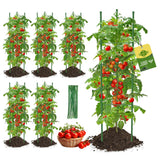 Tomato Cages,6 Pack MQJIAZHI 51.2inch Adjustable - Rust-Proof Tool-Free Trellis for Raised Garden Bed & Climbing Plants