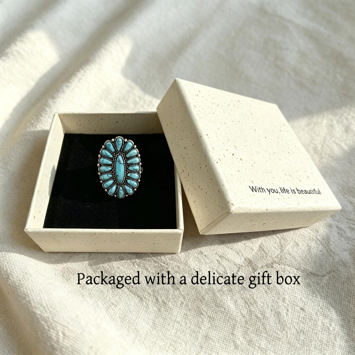 PSAMPMOS Boho Turquoise Rings for Women, Native American Western Large Bohemian Statement Open Adjustable Rings, Sizes 5-10