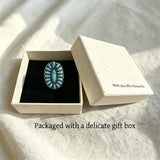 PSAMPMOS Boho Turquoise Rings for Women, Native American Western Large Bohemian Statement Open Adjustable Rings, Sizes 5-10