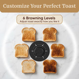 Elite Gourmet 4-Slice Long Slot Toaster, 1.5" Wide Slots, 6 Browning Levels