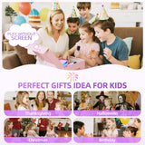 Kinglucky Mini Karaoke Machine for Kids & Girls Age 3–12, 2025 Top Christmas & Birthday Gift for 3–12 Year Old Girls, Kids' Personal Video Players Accessories with 2 Wireless Microphones – Purple